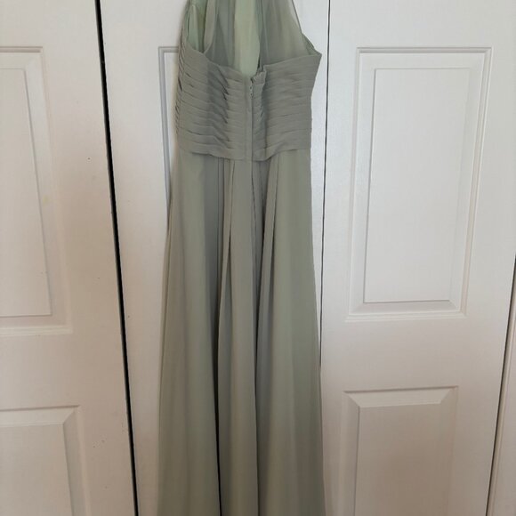 Azazie Ginger Dusty Sage A-Line Halter Pleated Chiffon Dress - Picture 5 of 5